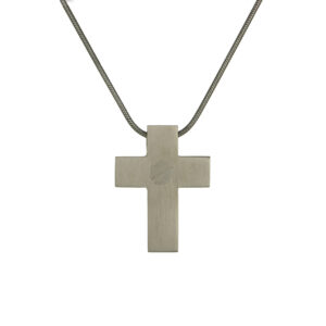 J8021 – Necklace – Paw Print Cross – Pewter