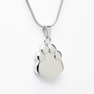 J-2203 – Stainless Steel Cremation Urn Pendant with Chain – Paw Print