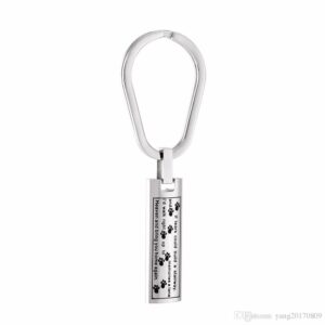 J-137 – Stainless Steel Urn Key Chain – Poem with Paw Prints
