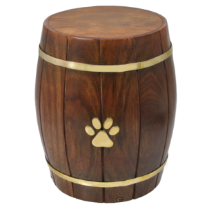 SWH-007 – Paw Print Wood Barrel Pet Urn