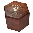 SWH-014 – Paw Print Hexagon Wood Pet Urn