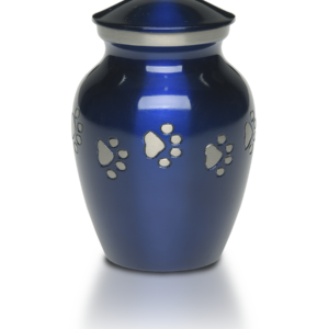 B-1655-L – Classic Paw “Forever Paws” Pet Cremation Urn – Cobalt Blue – Large