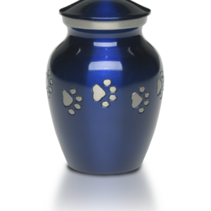 B-1655-M – Classic Paw “Forever Paws” Pet Cremation Urn – Cobalt Blue – Medium