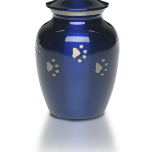 B-1655-S – Classic Paw “Forever Paws” Pet Cremation Urn – Cobalt Blue – Small