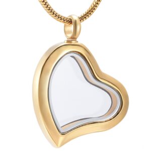 J-8886-GOLD TONE – Stainless Steel Cremation Urn Pendant with Chain
