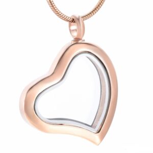 J-8886-ROSE GOLD TONE – Stainless Steel Cremation Urn Pendant with Chain