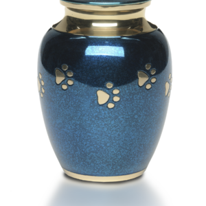B-1650-M – Classic Paw “Forever Paws” Pet Cremation Urn – Blue Marble – Medium