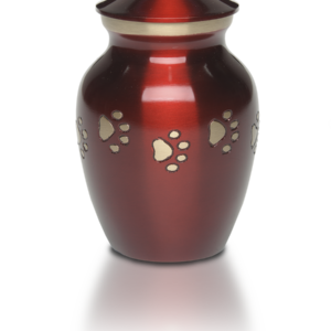 B-1655-L – Classic Paw “Forever Paws” Pet Cremation Urn – Red – Large