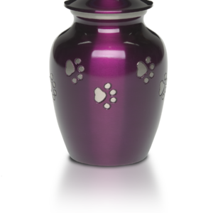 B-1655-L – Classic Paw “Forever Paws” Pet Cremation Urn – Purple – Large