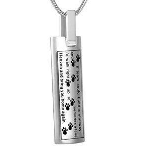 J-137 Stainless Steel Cremation Urn Pendant with Chain – Cylinder with Poem