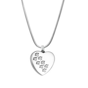 J-623 Stainless Steel Cremation Urn Pendant with Chain – Heart