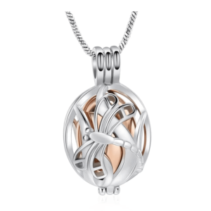 J-2050 Dragonfly Rose Gold Tone Locket – Pendant with Chain
