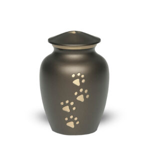 B-1654-XS – Paws to Heaven Solid Brass Pet Urn Brown – Gold